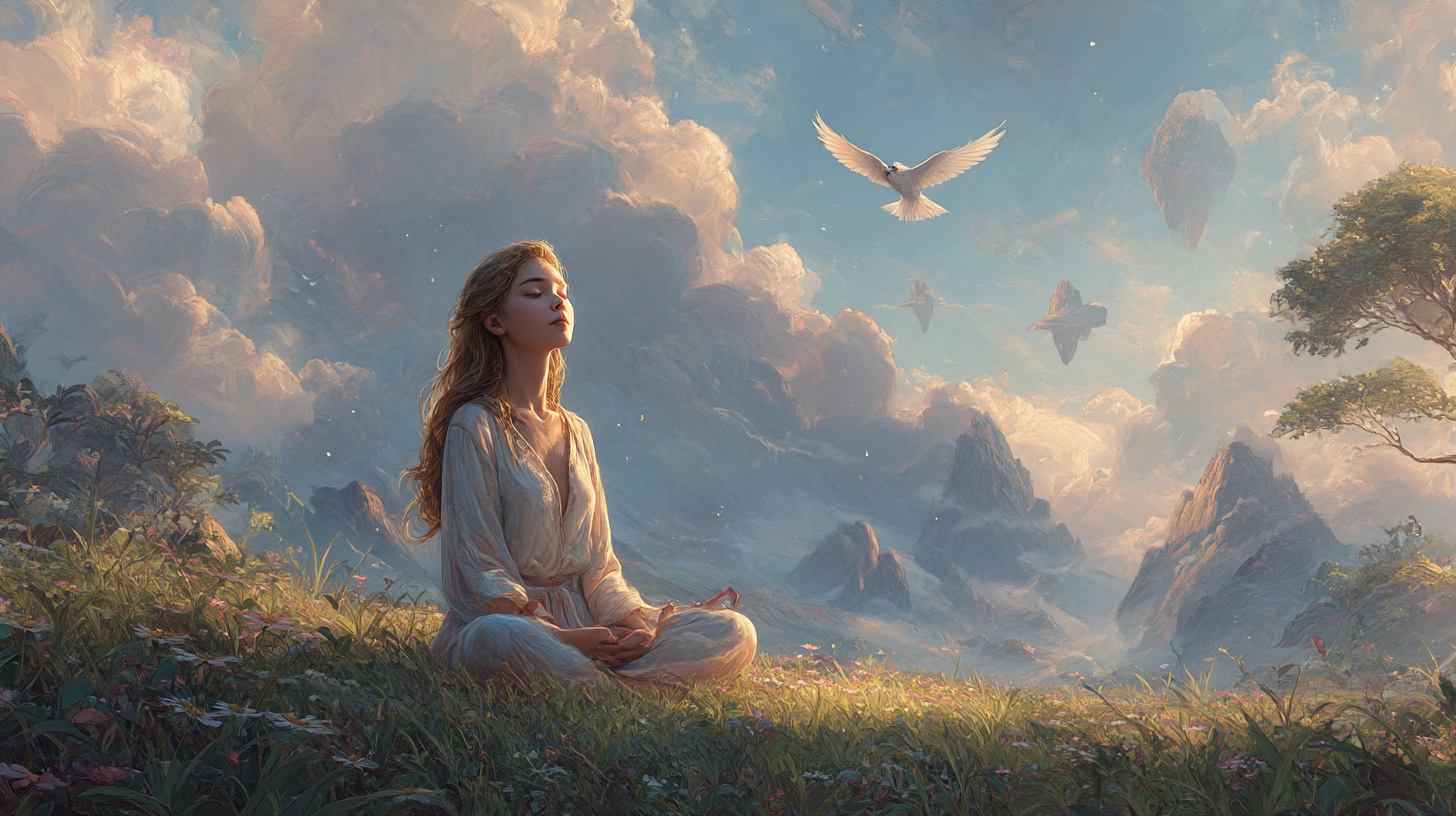 Cinematic landscape — wildflowers, mountain light, stillness